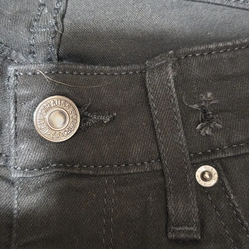 Levi 711 Mid Rise Skinny Jeans Womens Size 28/28 Black